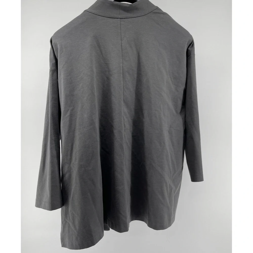 Eileen Fisher sz PM gray lightweight open‎ jacket blazer minimalist lagenlook